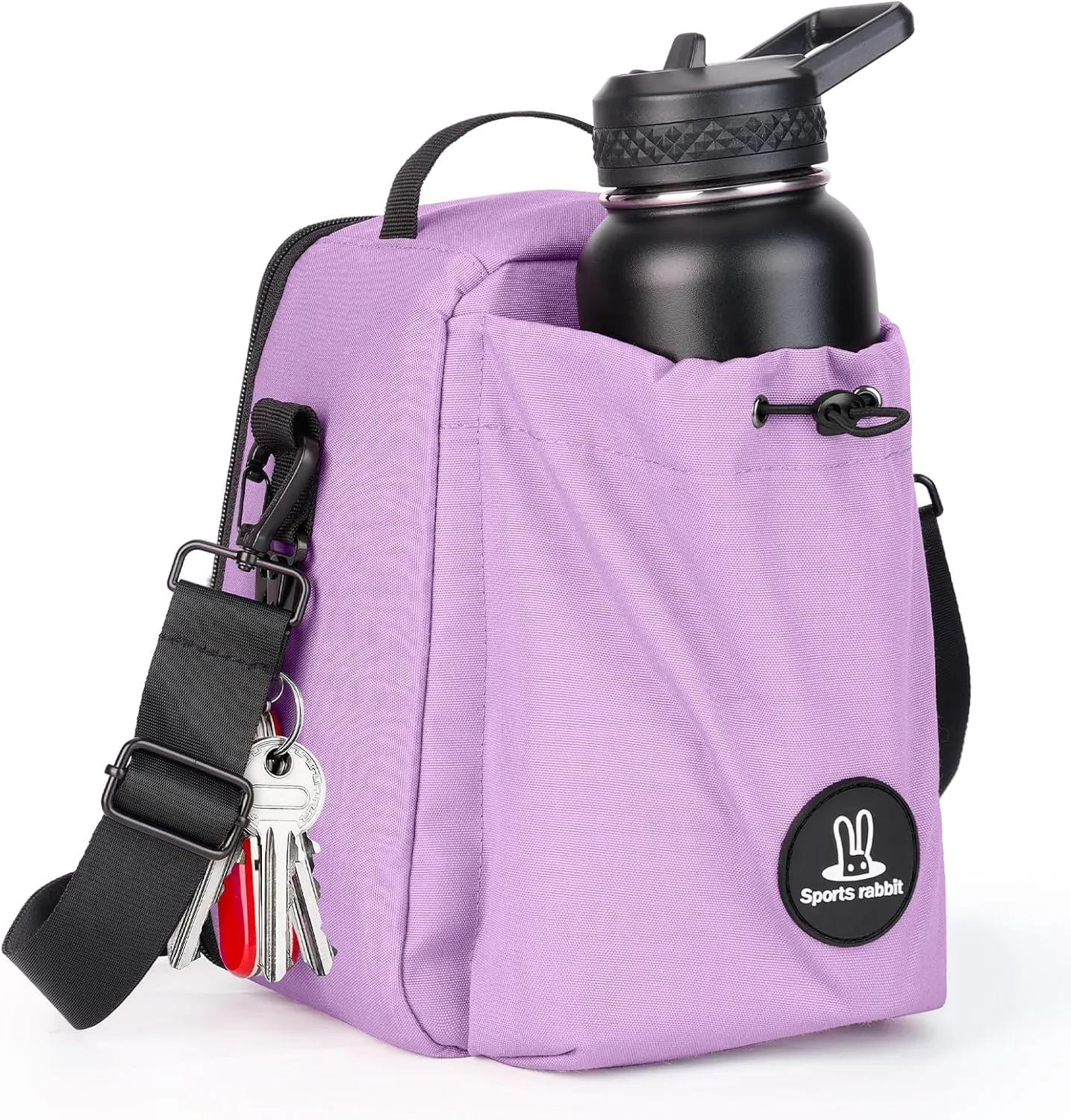 Sports Rabbit Insulated Lunch Bag for Women – Front Pocket Compatible with 40/30OZ Owala Bottles – Leakproof Cooler Tote, Water-Resistant Wax-Coated Oxford – Perfect for Work, Travel, Picnics (Purple)