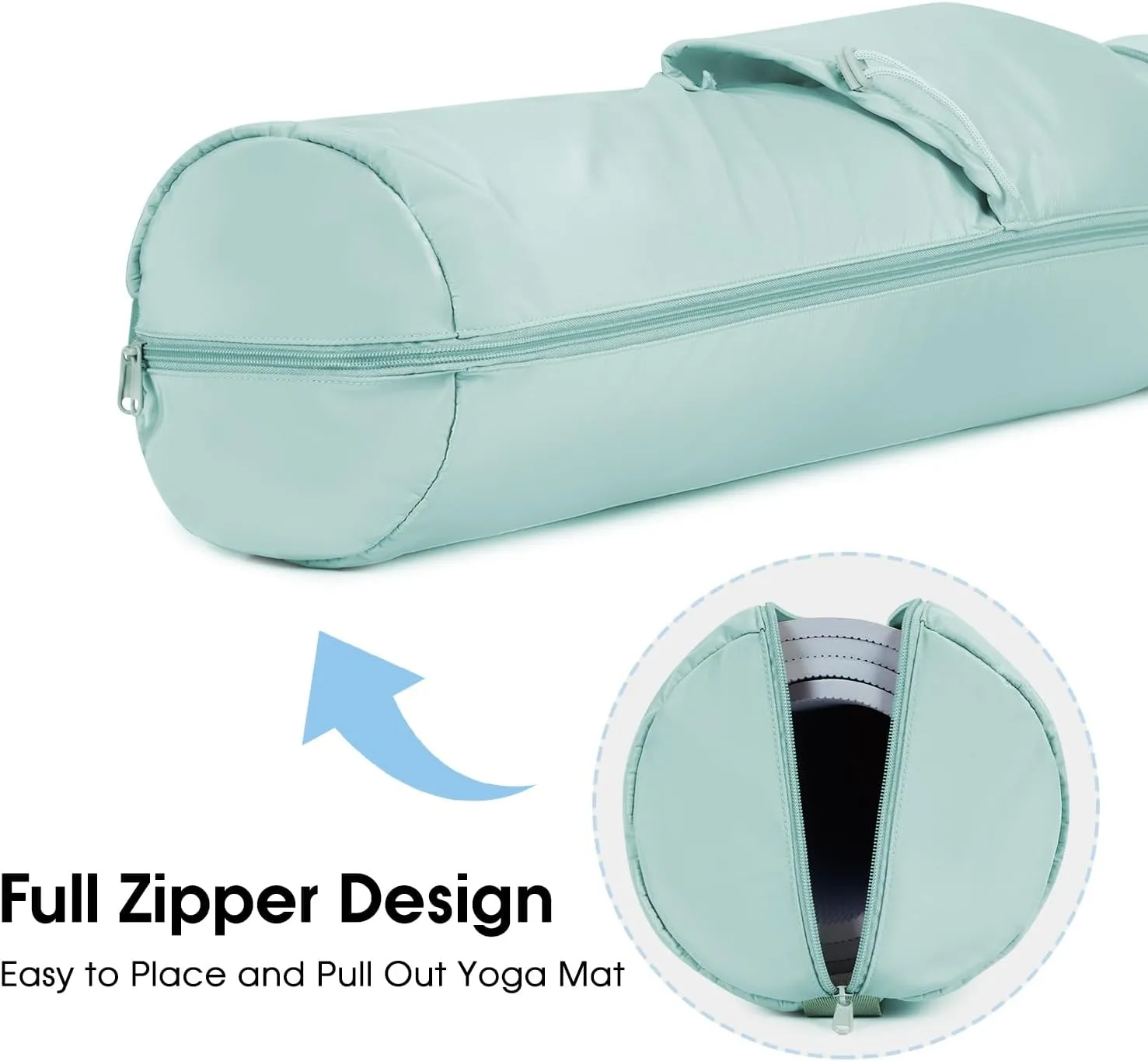 sportsnew Yoga Mat Bag, Full Zip Cargo Yoga Mat Carrier Bag with Drawstring Water Bottle Pocket and Bottom Wet Pocket, Exercise Yoga Mat Carrier Holder Multi-Functional Storage Bag patent pending