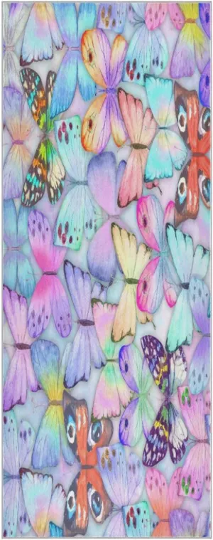 Spring Colorful Butterflies Yoga Towel,Hot Yoga Mat Towel with Grip Dots Sweat Absorbent Non-Slip for Hot Yoga, 24" x72",Soft Yoga Blankets with Travel Bag,Pilates and Workout