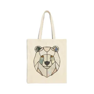 Stained Glass Polar Bear Cotton Canvas Tote Bag