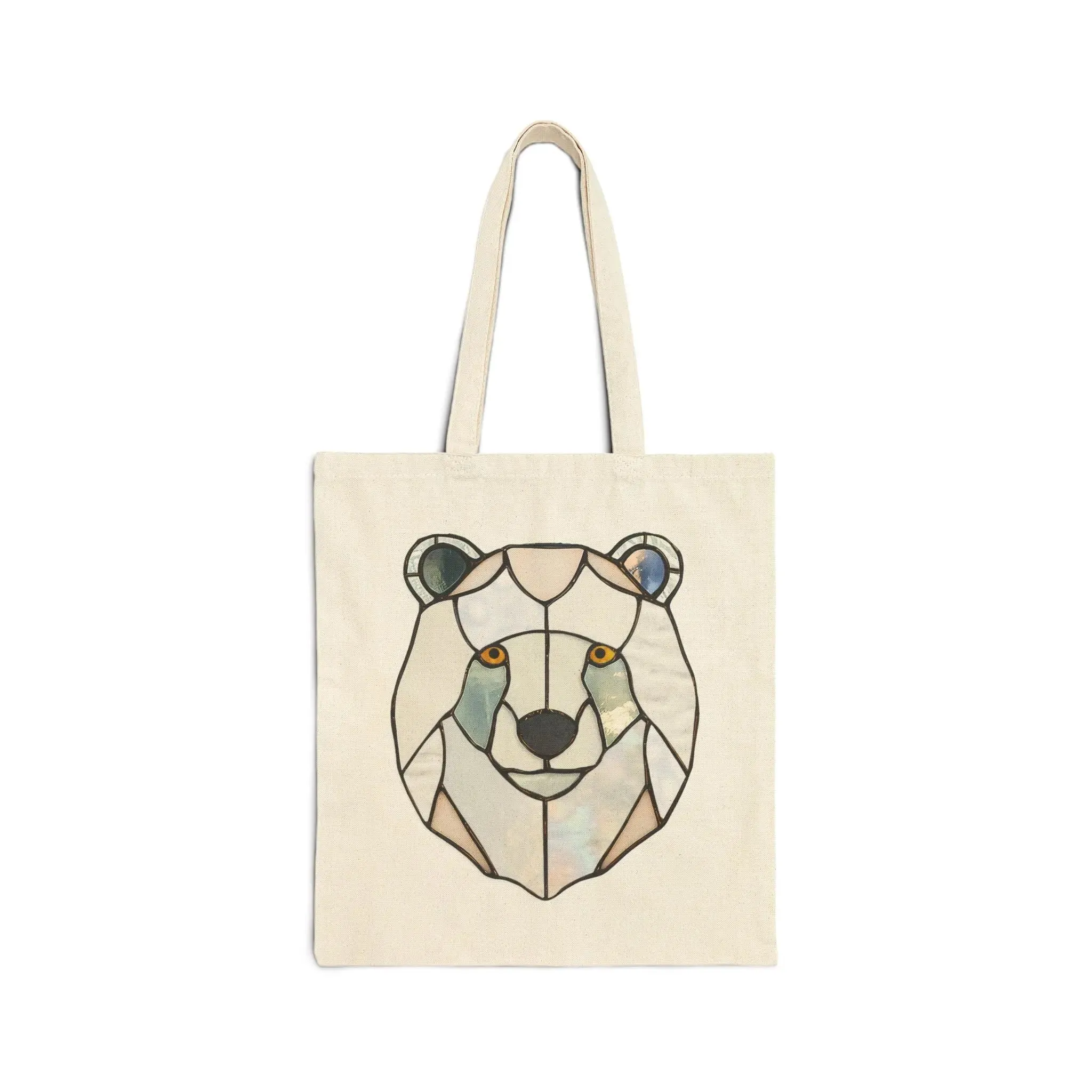 Stained Glass Polar Bear Cotton Canvas Tote Bag