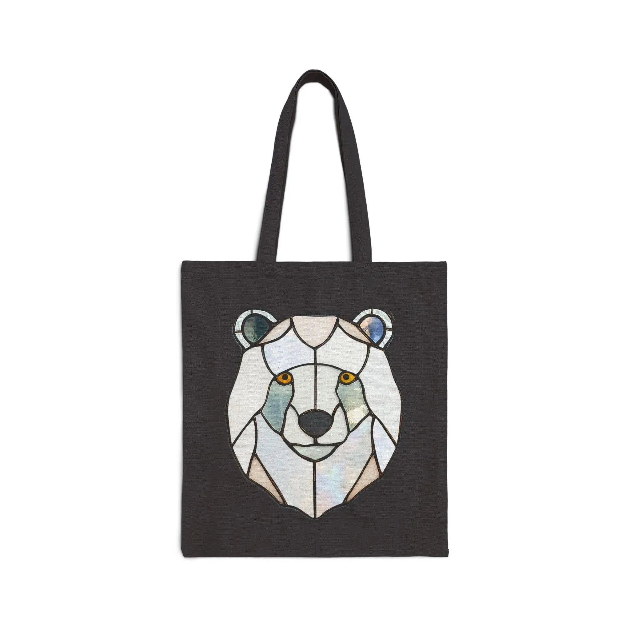 Stained Glass Polar Bear Cotton Canvas Tote Bag
