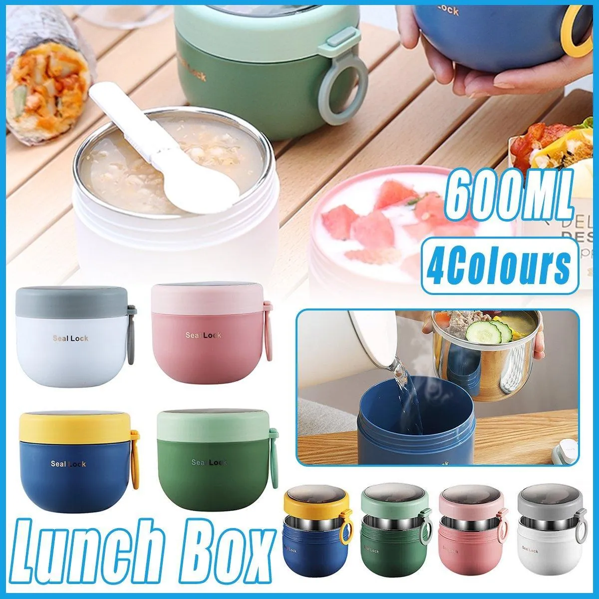 Stainless Steel Lunch Box Thermos Insulated Food Container for Soup and Hot Meal