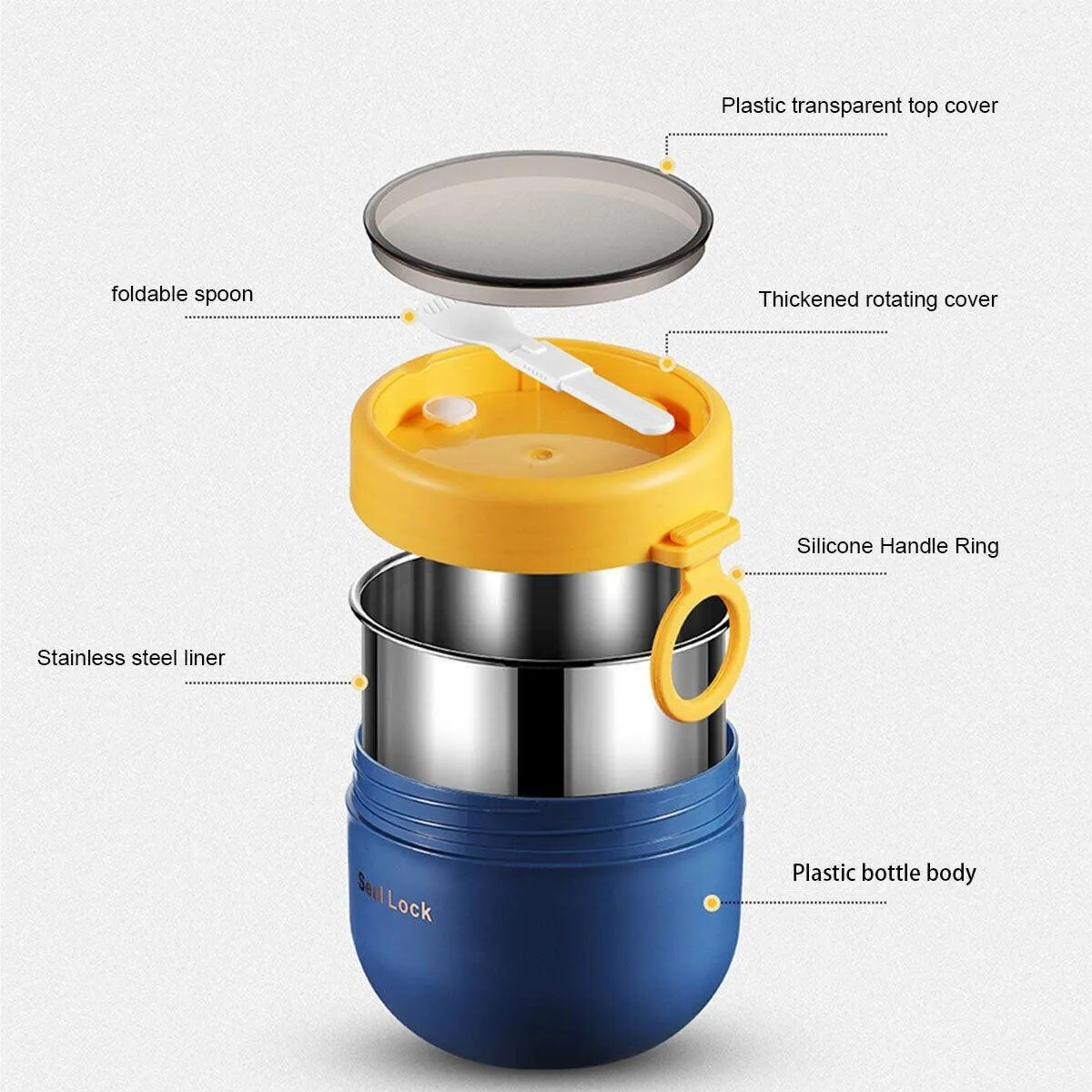 Stainless Steel Lunch Box Thermos Insulated Food Container for Soup and Hot Meal