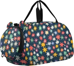 Star Vector Pattern Girl's Gym Duffel Bag with Shoes Compartment Multifunctional Weekender Overnight Range Bag for Travel, Sports, Duffel, Weekender bolso para gym