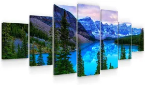 Startonight Huge Canvas Wall Art - Blue Mountain Landscape Large Framed Set of 7 40" x 95"