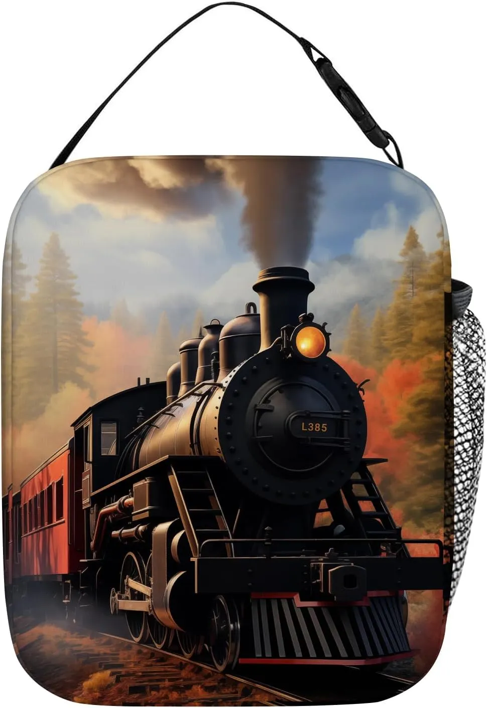 Steam Train Lunch Box for Boys Girls Men Women, Retro Steam Train on the Railway Forest Insulated Lunch Bag, Reusable Leakproof Cooler Lunchbox Meal Bags for School Work Office Picnic