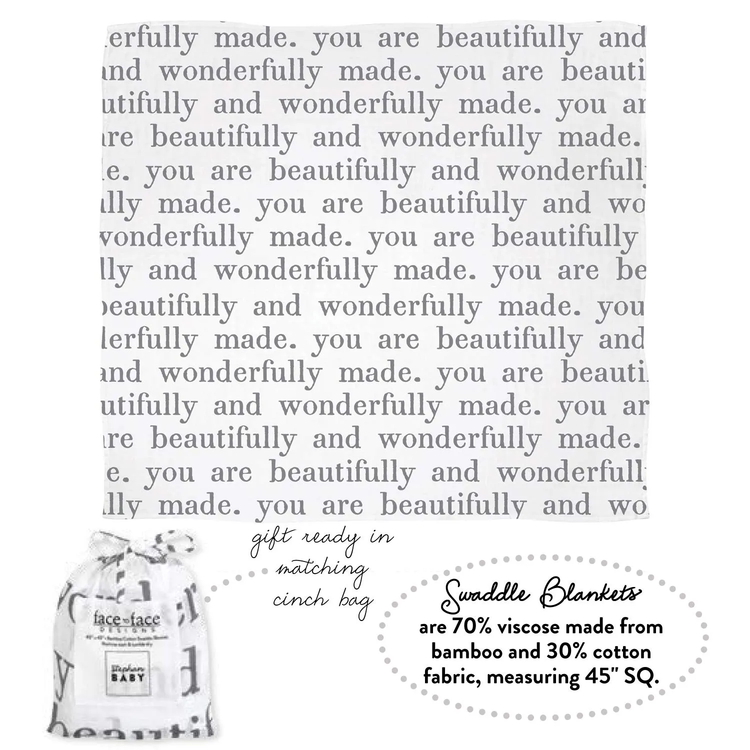 Stephan Baby Face to Face Collection Viscose   Cotton Swaddle, Wonderfully Made