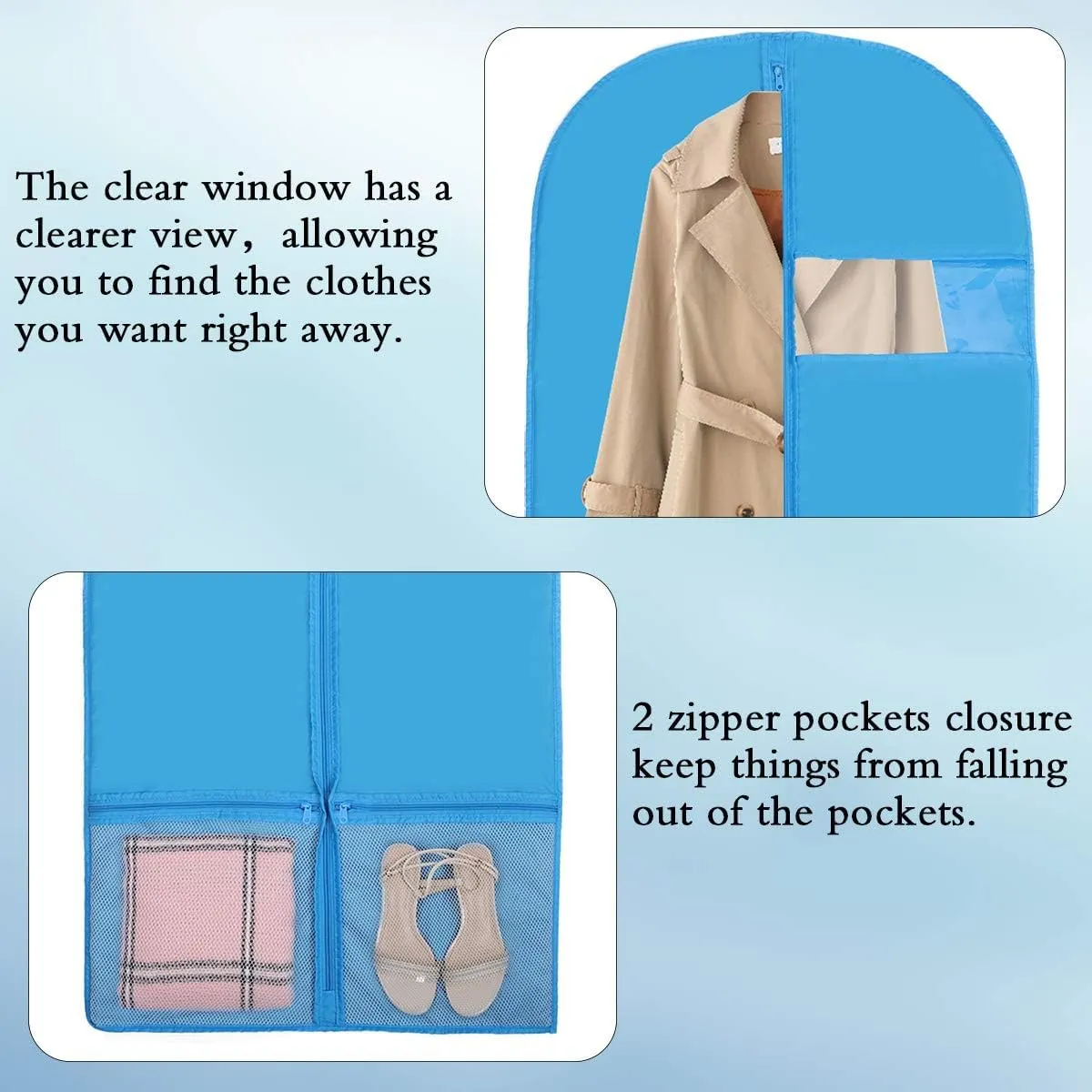 Stepstall 51" Garment Bags for Dance Costumes, Foldable Dance Garment Bag with Pockets for Dancer, Dust-Proof Garment Bags for Travel and Dance Competition (Set of 2)