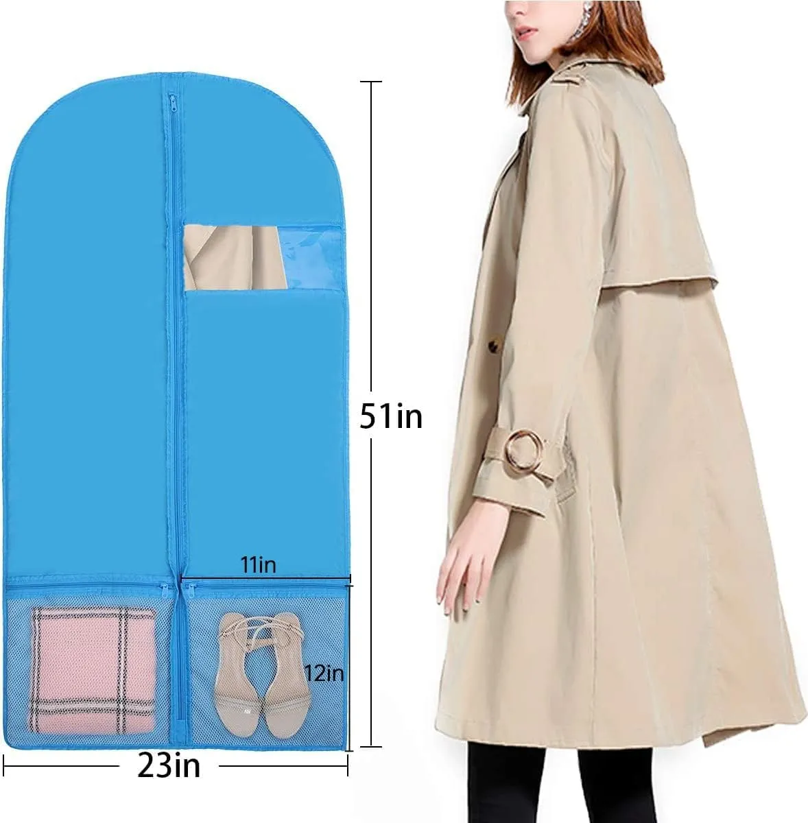 Stepstall 51" Garment Bags for Dance Costumes, Foldable Dance Garment Bag with Pockets for Dancer, Dust-Proof Garment Bags for Travel and Dance Competition (Set of 2)