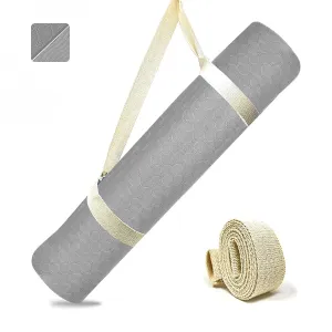 Strauss TPE Yoga Mat | Exercise Mat for Home Workout, Gym and Yoga Sessions | Anti Slip Gym Mat | Workout Mat for Men, Women and Kids | Yoga Mat with Carry Strap | Thickness: 8MM,(Grey)