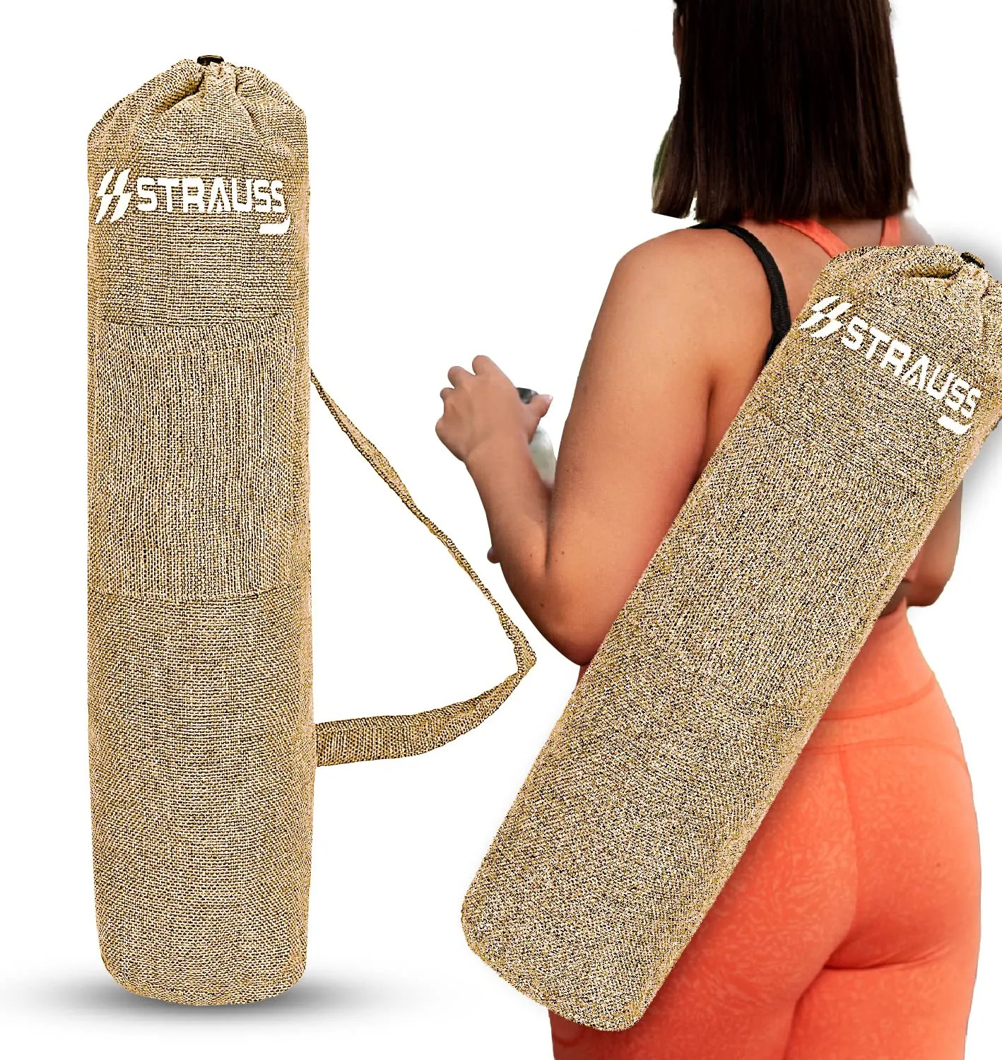 STRAUSS Velvet Yoga Mat Bag with Shoulder Strap, (Red)