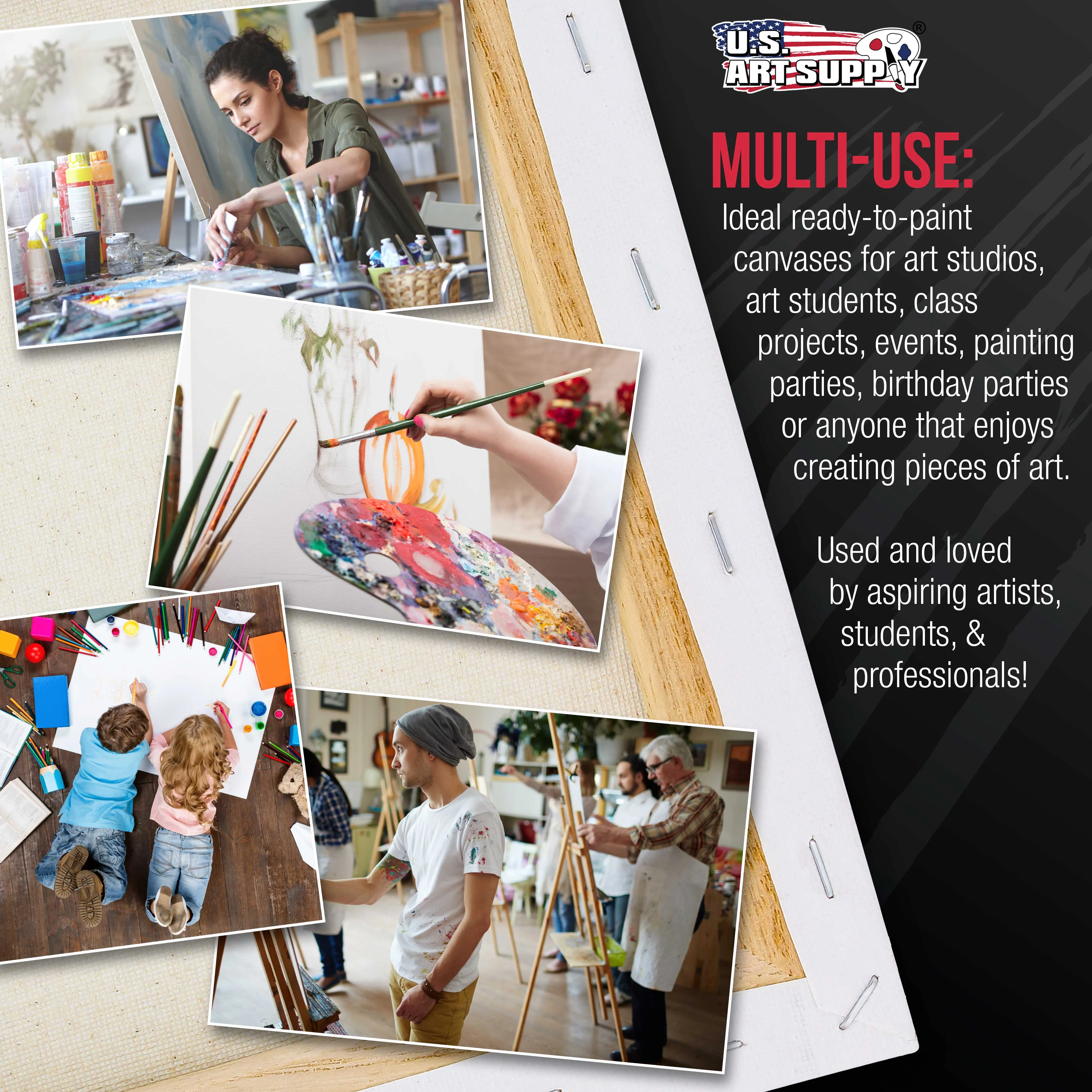 Stretched Small Canvas for Painting 5 x 7 inch Gallery Depth 1-1/2" Profile, 5-Pack - 12-Oz Acrylic Gesso Triple Primed White, Professional Artist Quality, 100% Cotton - Pouring, Oil