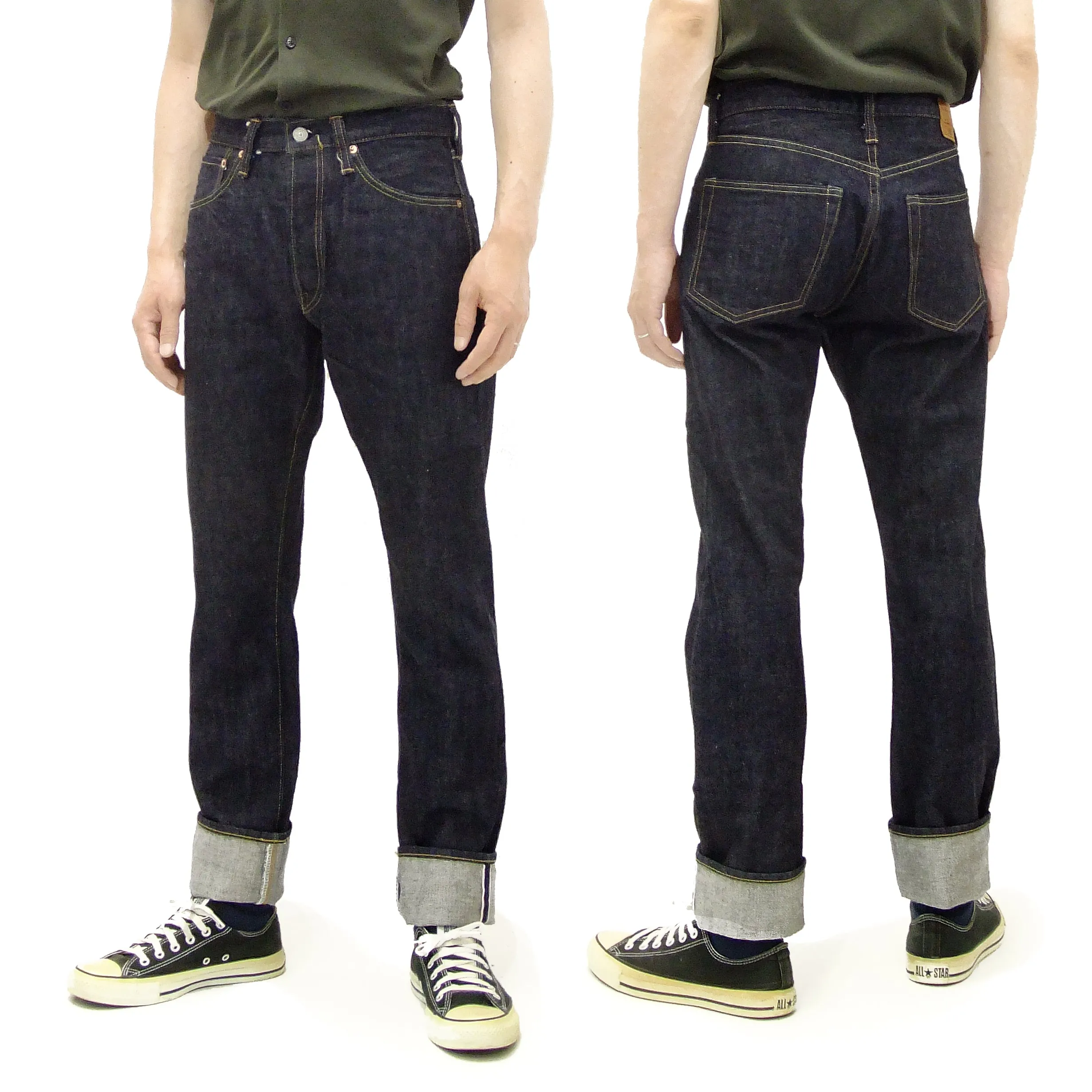 Sugar Cane Jeans Men's Slim Tapered Fit One-Washed 14.25 Oz. Japanese Selvedge Denim SC42021A