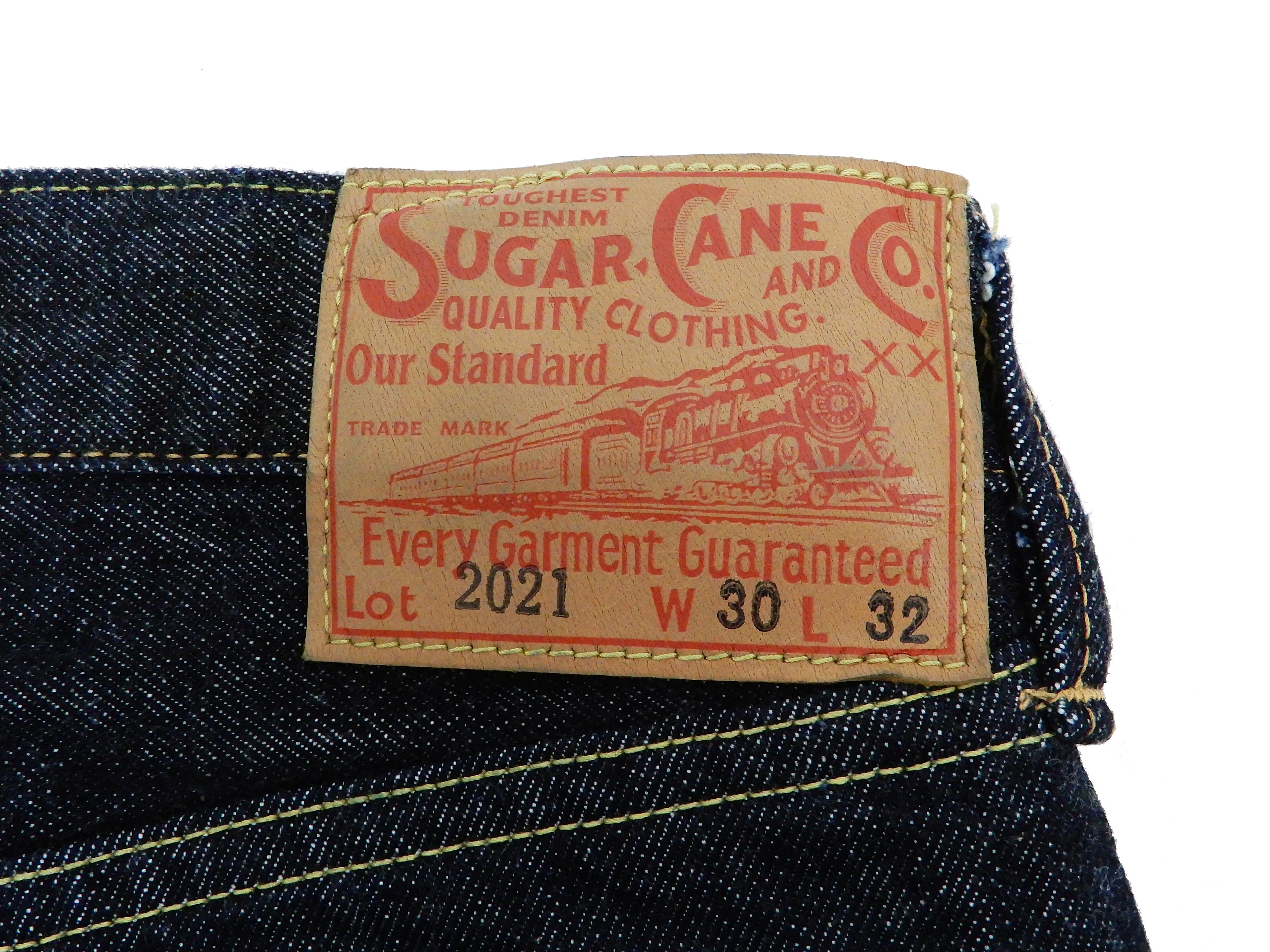 Sugar Cane Jeans Men's Slim Tapered Fit One-Washed 14.25 Oz. Japanese Selvedge Denim SC42021A