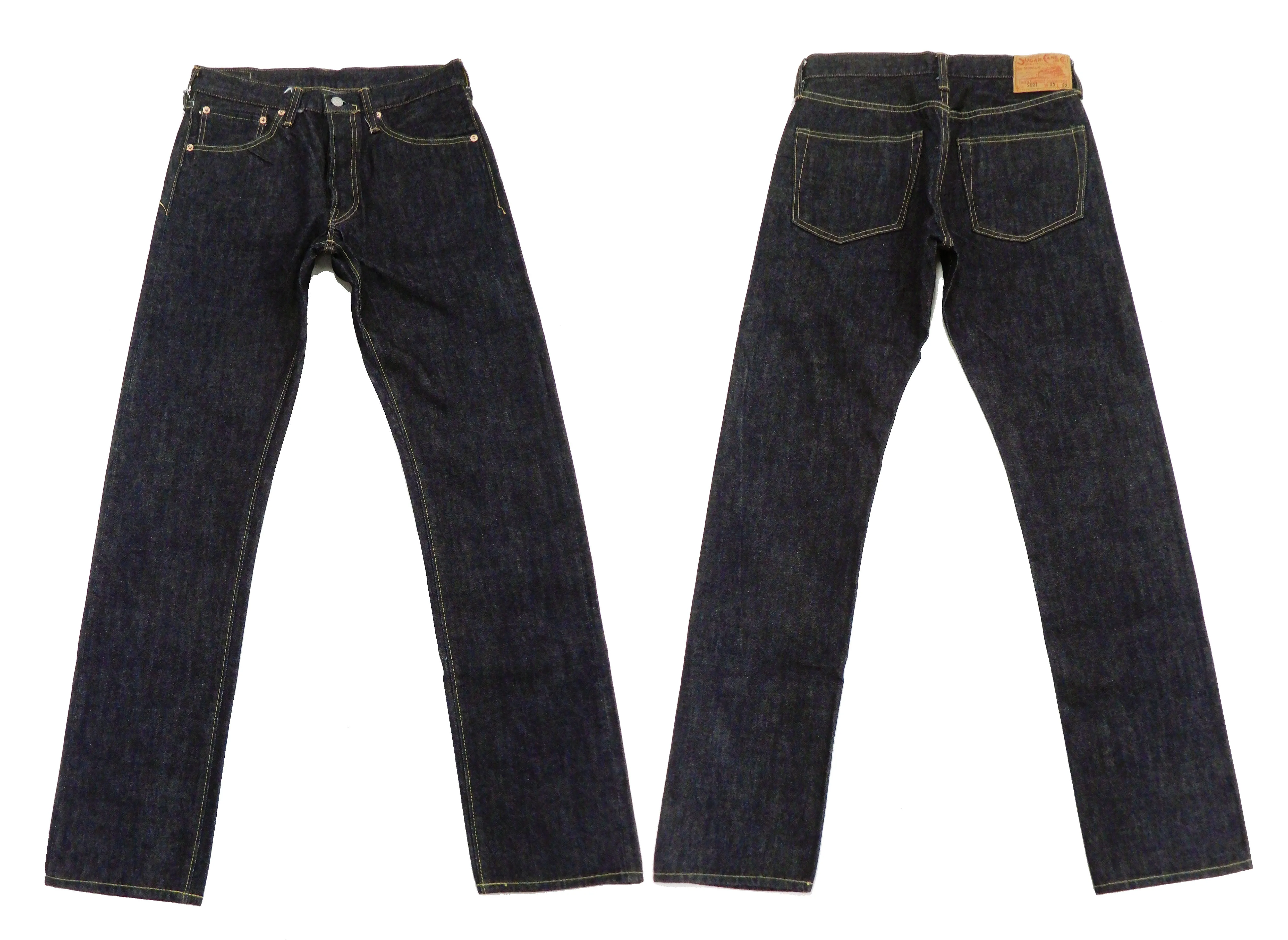 Sugar Cane Jeans Men's Slim Tapered Fit One-Washed 14.25 Oz. Japanese Selvedge Denim SC42021A