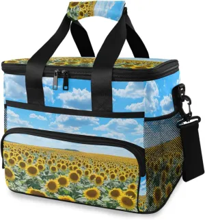 Sunflower Sky Cooler Bag Insulated Cooler Soft Sided Cooler 24 Can Portable Picnic Bag Large Leakproof Lunch Bag Box for Beach Grocery Camping Travel Car Men Women