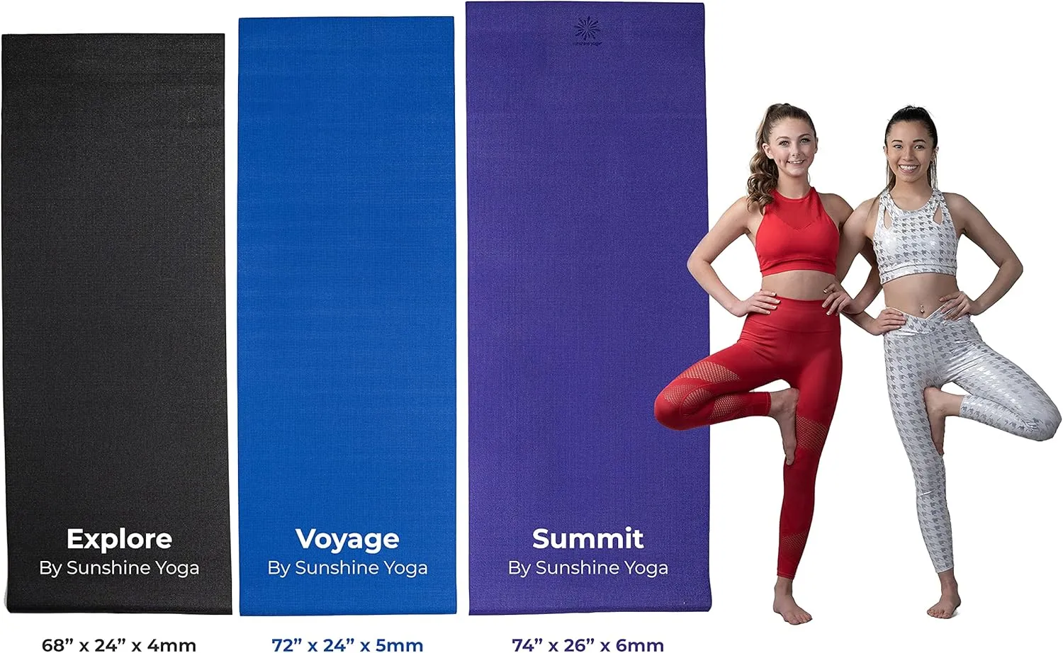 Sunshine Yoga 10-Pack Explore Yoga Mat, 68" x 24" Exercise Mat, 4mm Thick Non Slip Workout Mat, Anti-Tear Gym Mat, Bulk Yoga Mats for Home Workout or Studio