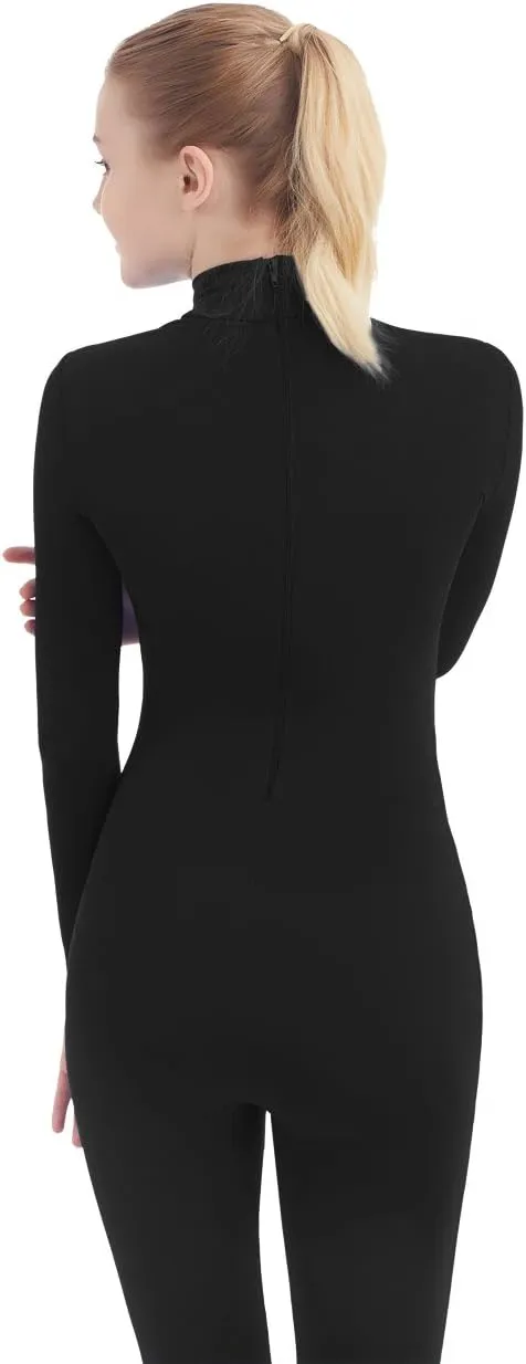 SUPRNOWA Full Body Unitard Turtleneck Spandex Footed/Footless Long Sleeve Unisex