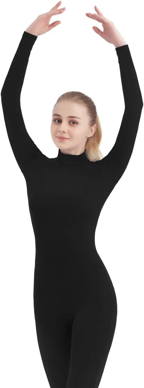 SUPRNOWA Full Body Unitard Turtleneck Spandex Footed/Footless Long Sleeve Unisex