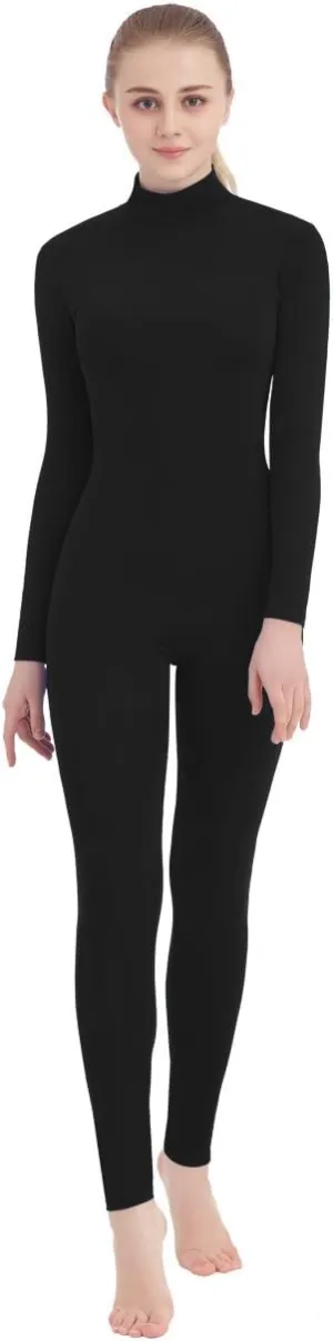 SUPRNOWA Full Body Unitard Turtleneck Spandex Footed/Footless Long Sleeve Unisex