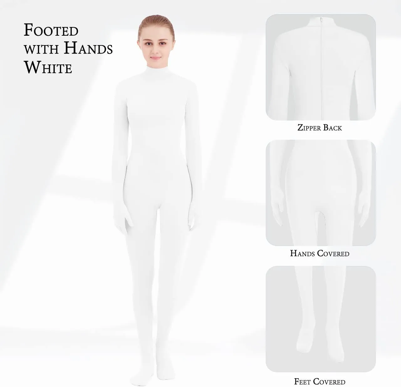 SUPRNOWA Full Body Unitard Turtleneck Spandex Footed/Footless Long Sleeve Unisex