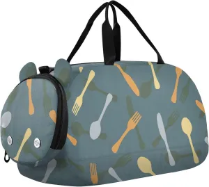 susiyo Small Duffle Bag Abstract Fork Spoon Pattern Kids Duffle Bag for Boys Girls Dance Bag Gym Bag