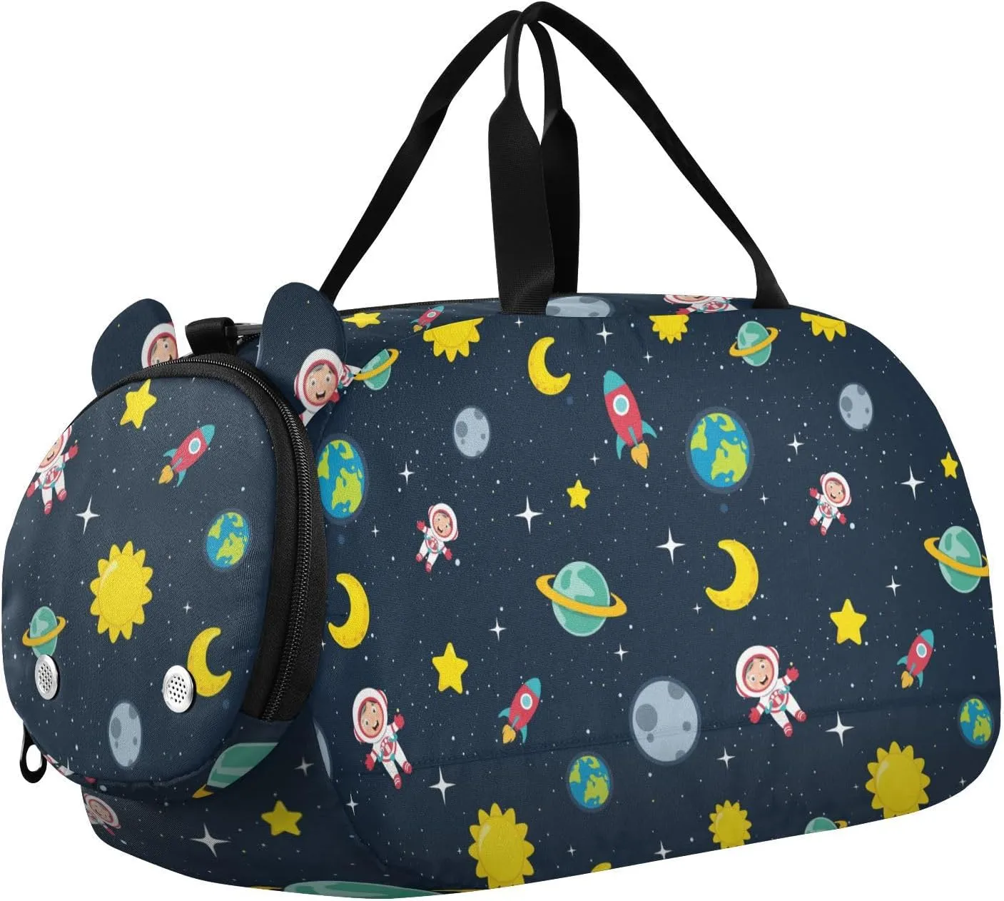 susiyo Small Duffle Bag Space Planet Astronaut Spacecraft Kids Duffle Bag for Boys Girls Dance Bag Gym Bag