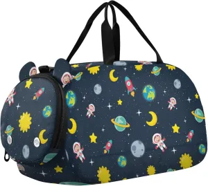 susiyo Small Duffle Bag Space Planet Astronaut Spacecraft Kids Duffle Bag for Boys Girls Dance Bag Gym Bag