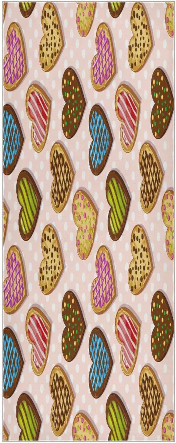 Sweet Cookies Heart Shaped Yoga Towel,Hot Yoga Mat Towel with Grip Dots Sweat Absorbent Non-Slip for Hot Yoga, 24" x72",Soft Yoga Blankets with Travel Bag,Pilates and Workout