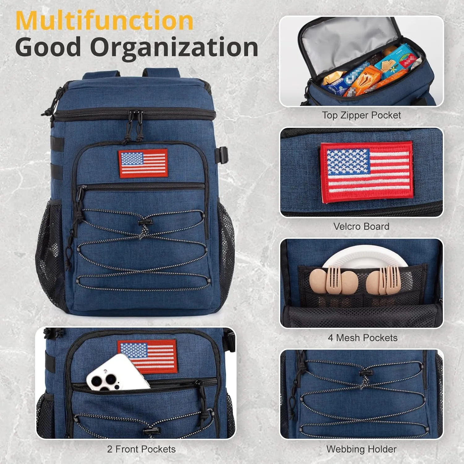 Tactical Backpack Cooler, 25L Cooler Backpack Insulated Leak-Proof, Heavy Duty Large Lunch Backpack, Waterproof Ice Chest Backpack for Men Women Adults Work Daytrip Camping Beach Hiking Accessories