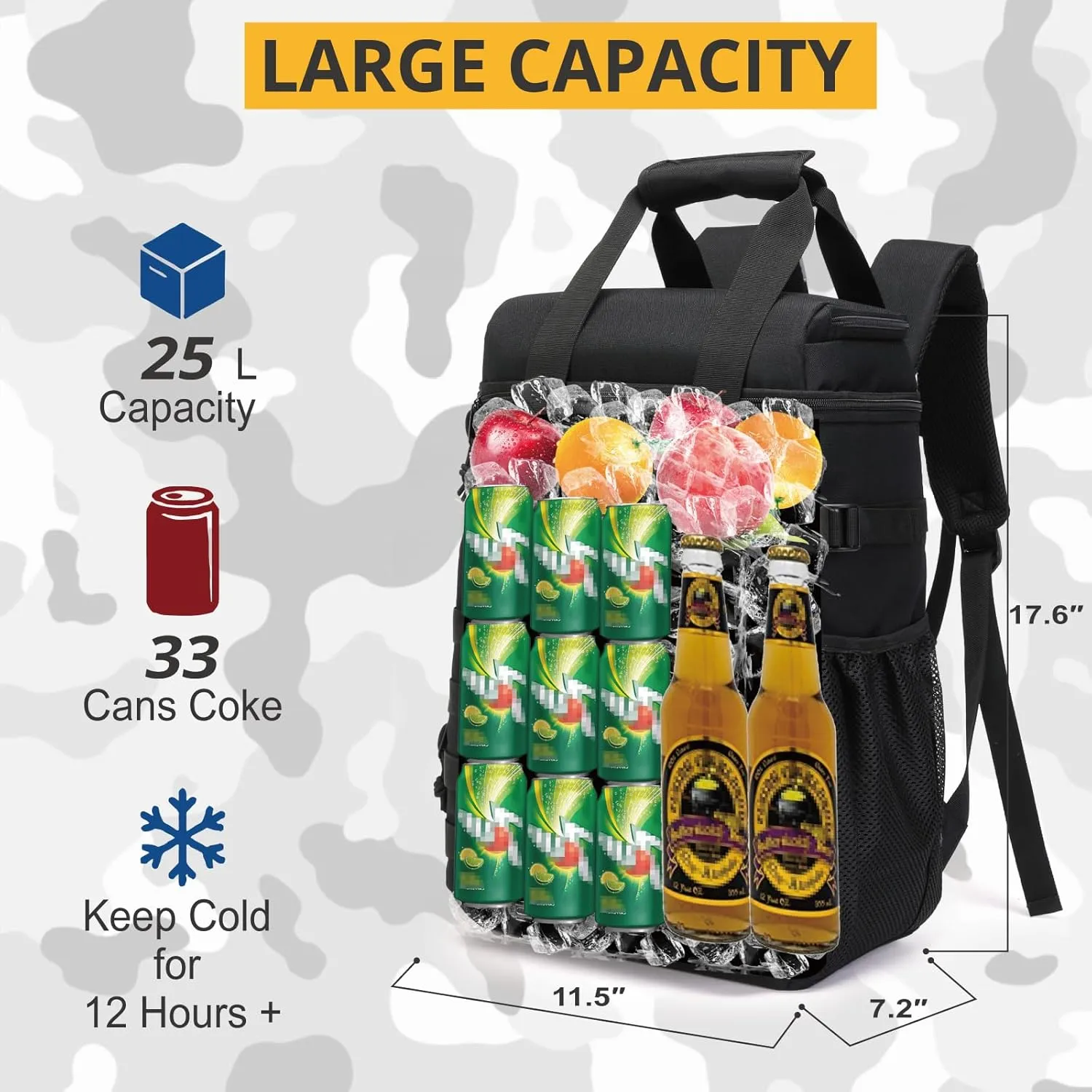Tactical Backpack Cooler,Lunch Backpack for Men Adults Work with Handle，Soft Cooler Backpack Insulated Waterproof Leak Proof