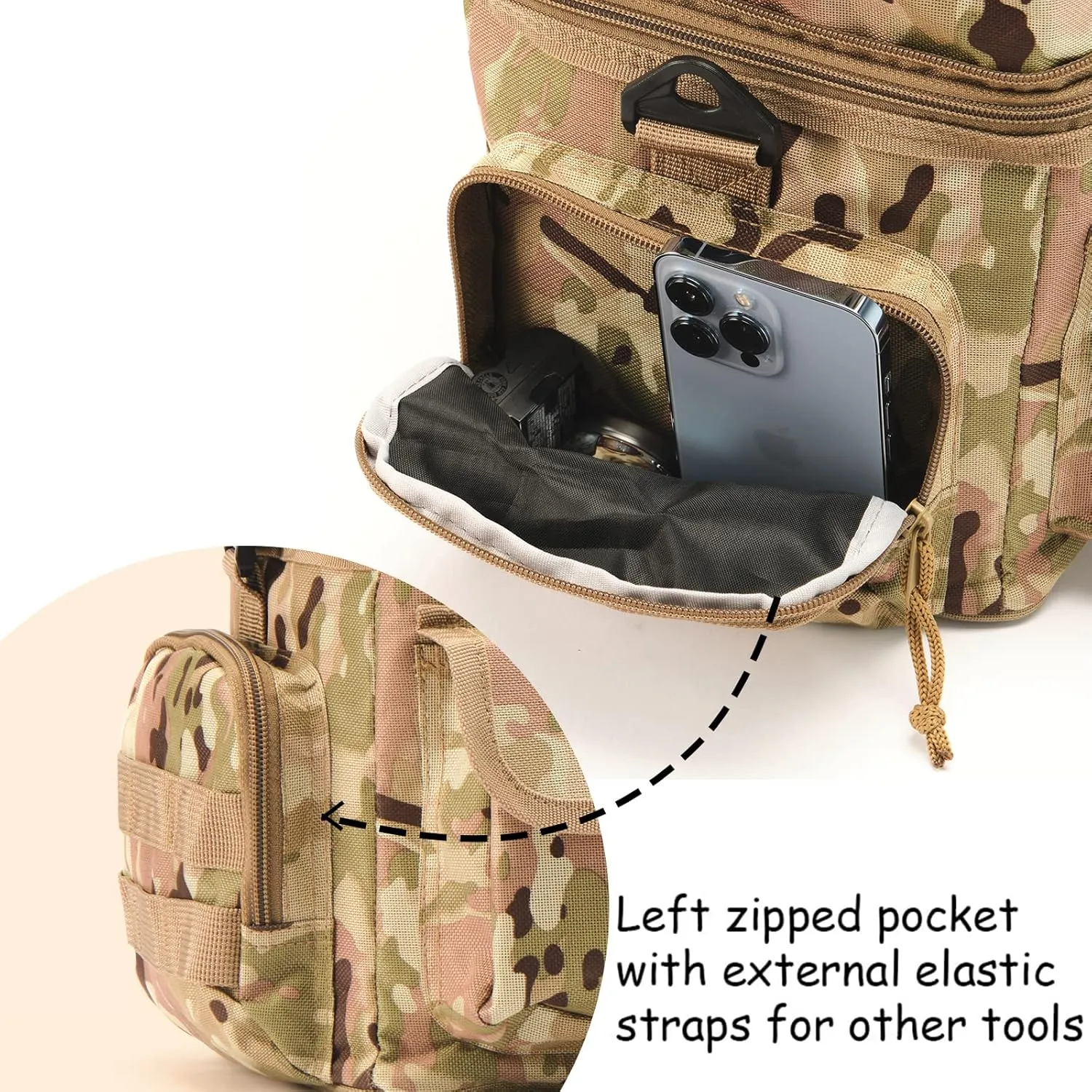 Tactical Lunch Bag for Men Expandable Double Deck Insulated Lunch Box Leakproof Large Capacity Thermal Cooler Bag with MOLLE Water Bottle Pouch for Adults for Work Picnic Camping（Camouflage）