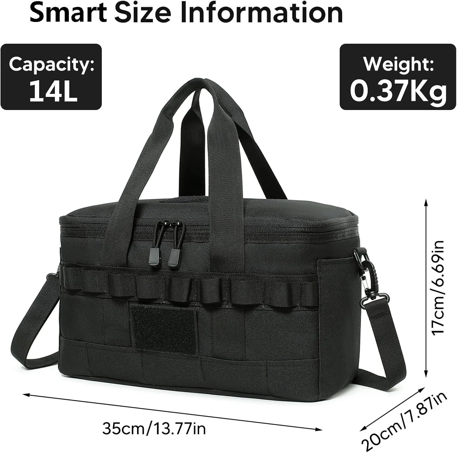 Tactical Lunch Box for Men, 14L Insulated Thermal Lunchbox, Heavy Duty Lunch Bag Leakproof Waterproof Cooler Bag with Detachable Molle Duffle Bags for Women Gym Outdoor Beach Camping Fishing