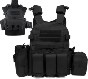 Tactical Vest for Airsoft & Paintball - Adjustable Weighted Vest for Hike Hunting, MOLLE Combat System, Chaleco Táctico
