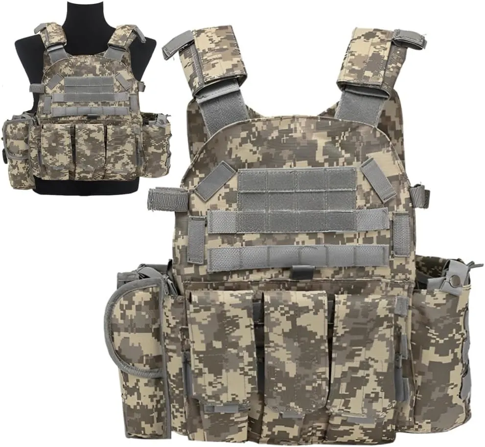 Tactical Vest for Airsoft & Paintball - Adjustable Weighted Vest for Hike Hunting, MOLLE Combat System, Chaleco Táctico