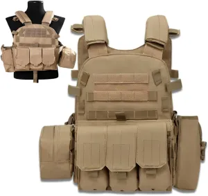 Tactical Vest for Airsoft & Paintball - Adjustable Weighted Vest for Hike Hunting, MOLLE Combat System, Chaleco Táctico