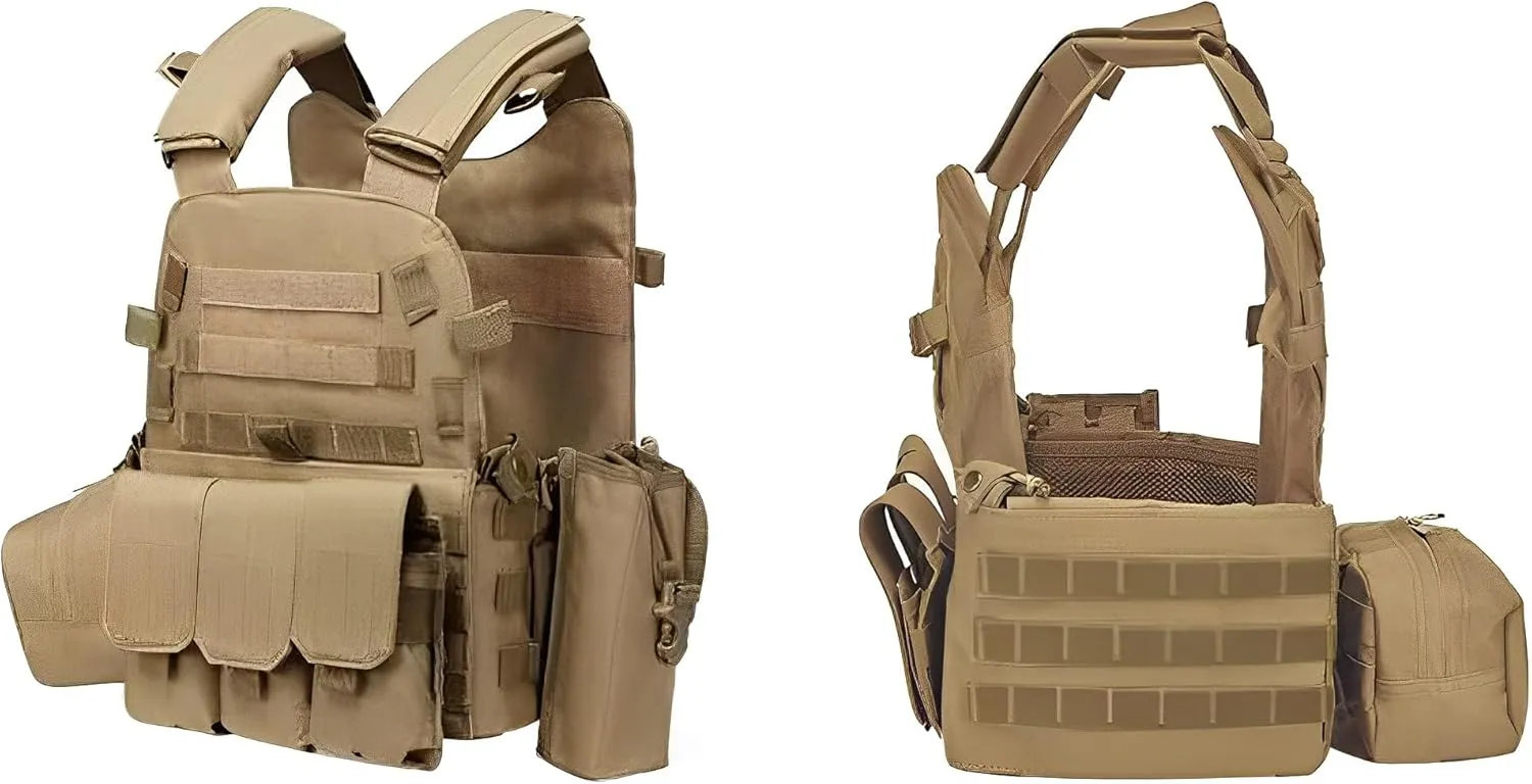 Tactical Vest for Airsoft & Paintball - Adjustable Weighted Vest for Hike Hunting, MOLLE Combat System, Chaleco Táctico