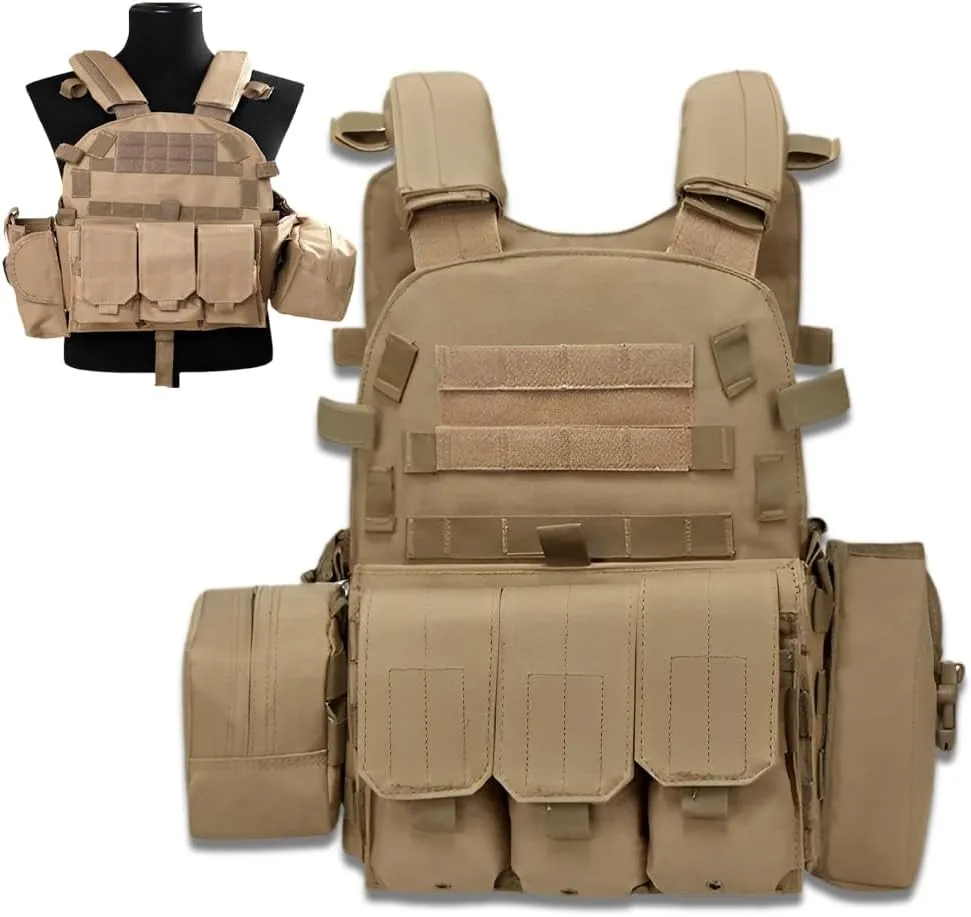 Tactical Vest for Airsoft & Paintball - Adjustable Weighted Vest for Hike Hunting, MOLLE Combat System, Chaleco Táctico