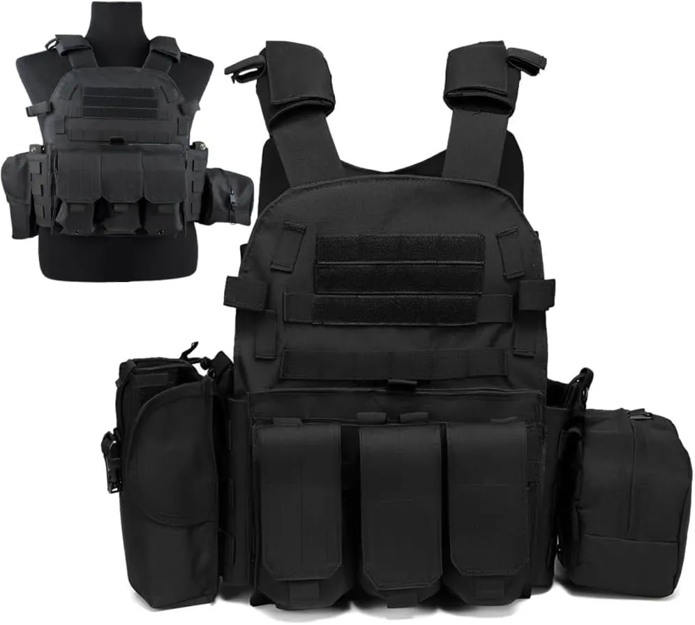 Tactical Vest for Airsoft & Paintball - Adjustable Weighted Vest for Hike Hunting, MOLLE Combat System, Chaleco Táctico