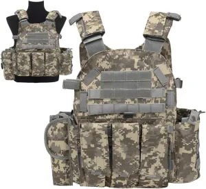 Tactical Vest for Airsoft & Paintball - Adjustable Weighted Vest for Hike Hunting, MOLLE Combat System, Chaleco Táctico