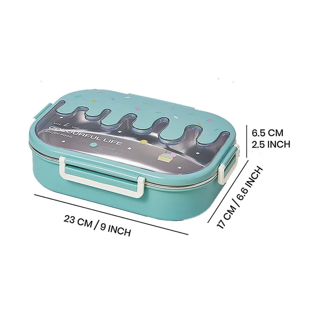 Teal Icecream Drip Big Size Stainless Steel Lunch Box, 1300ml