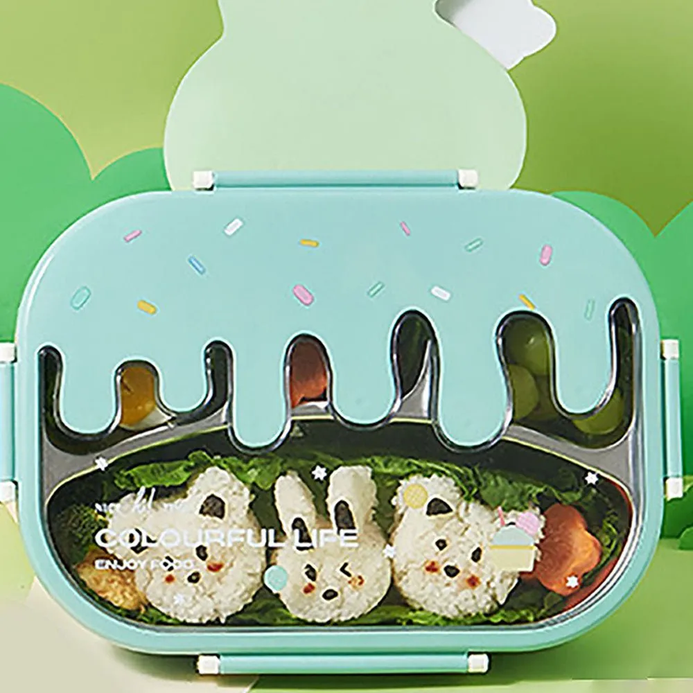 Teal Icecream Drip Big Size Stainless Steel Lunch Box, 1300ml