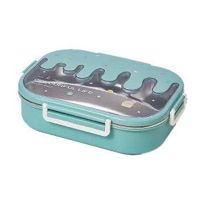 Teal Icecream Drip Big Size Stainless Steel Lunch Box, 1300ml