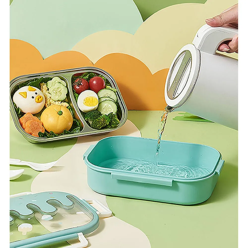 Teal Icecream Drip Big Size Stainless Steel Lunch Box, 1300ml