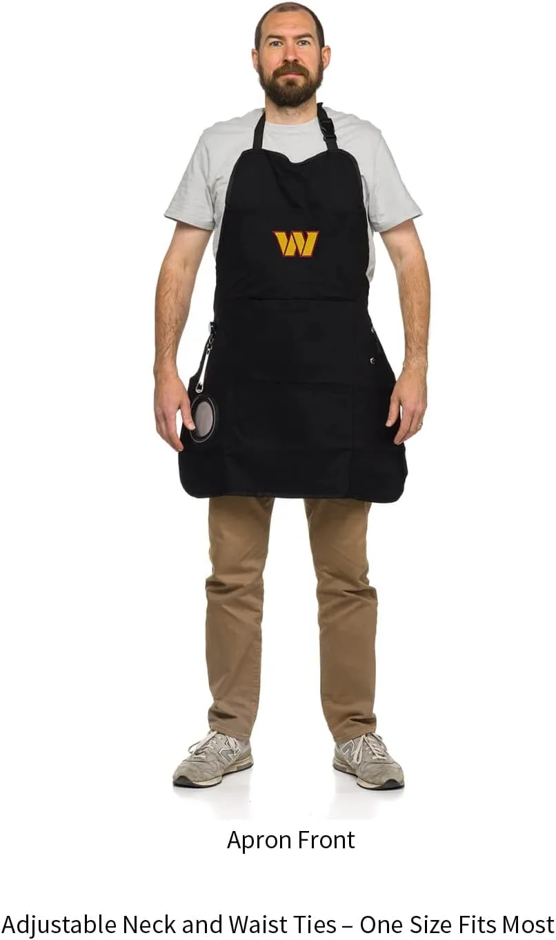 Team Sports America NFL Ultimate Grilling Apron with Bottle Opener and Insulated Beverage Holder, Adjustable Straps Men Women