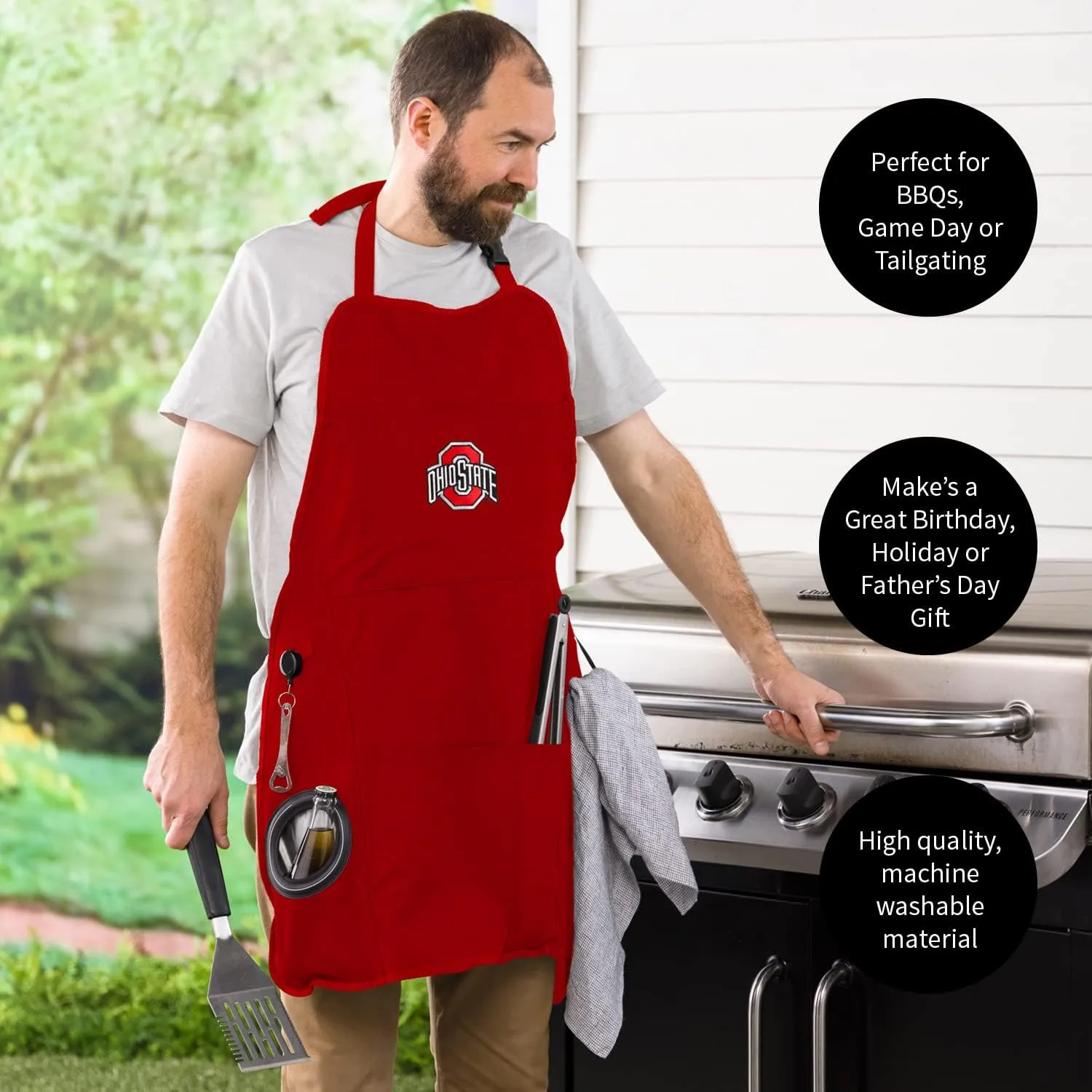 Team Sports America University of Michigan Grilling Apron | Bottle Opener and Insulated Beverage Holder | Adjustable Straps