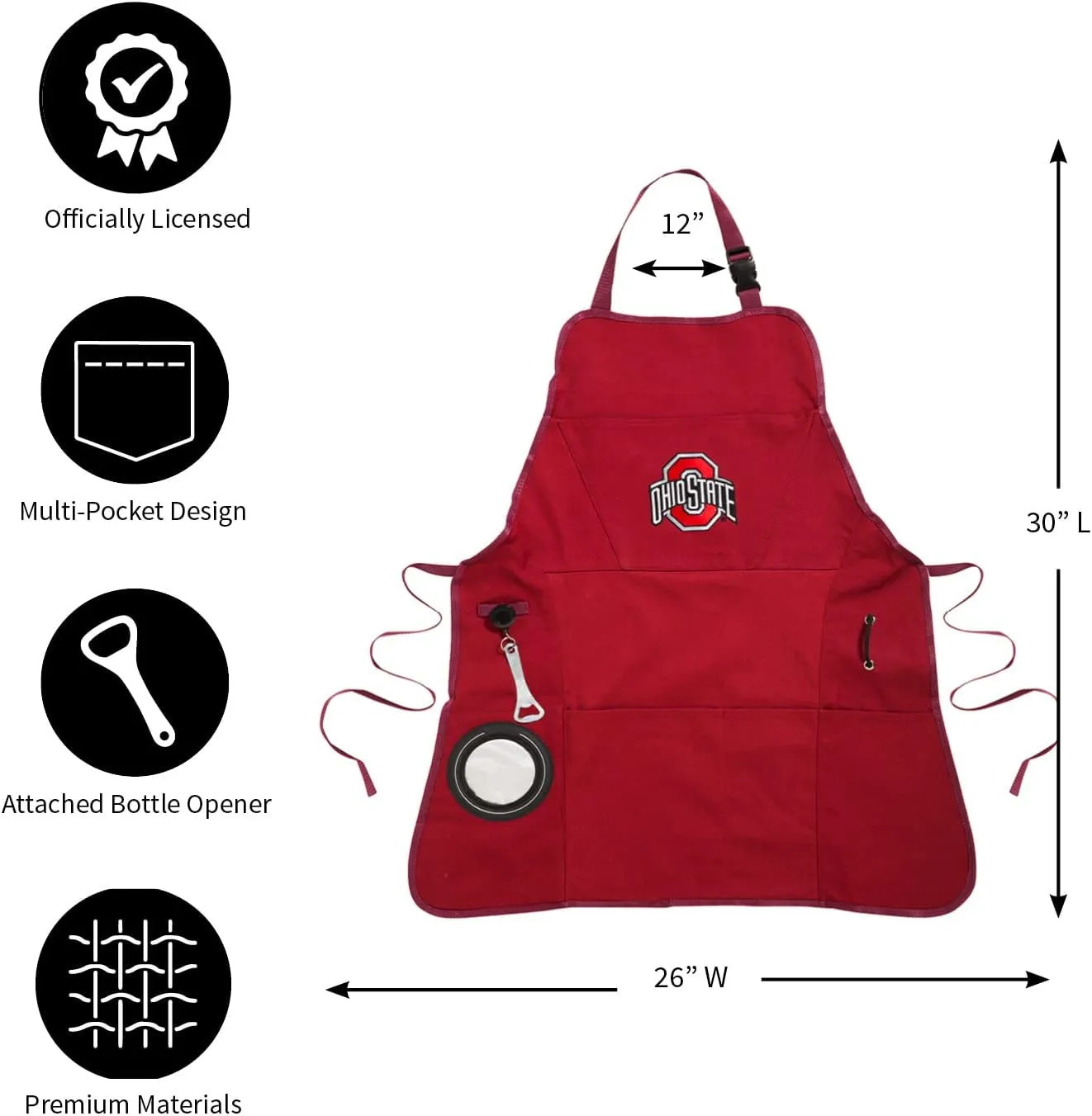 Team Sports America University of Michigan Grilling Apron | Bottle Opener and Insulated Beverage Holder | Adjustable Straps