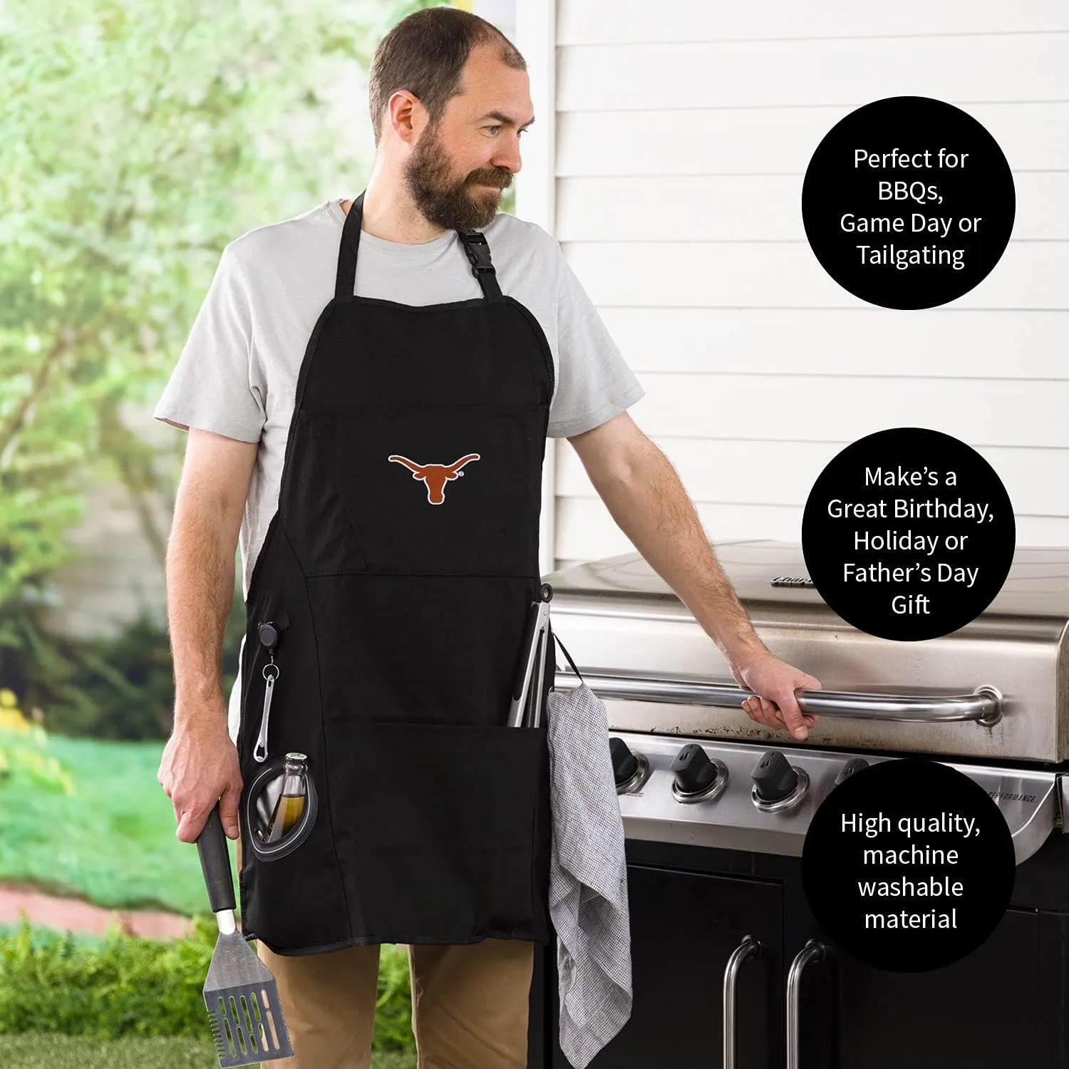 Team Sports America University of Michigan Grilling Apron | Bottle Opener and Insulated Beverage Holder | Adjustable Straps