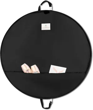 Teen Girl & Adult Tutu Garment Bag - 40 inch Pancake Tutu Bag, Dance Bag, Inner Straps, 3 in Gusset, Pockets, for Costume Skirt Travel, Storage, Ballerinas, Competitive Dancers, Raven Black